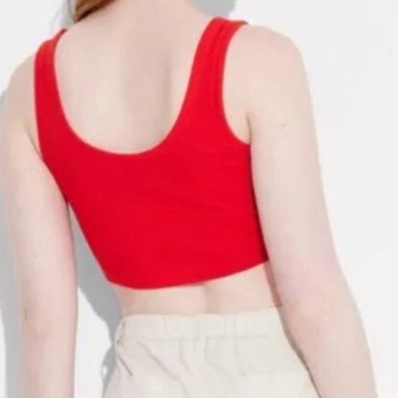 Wild Fable Red V-Neck Ribbed Women's crop Top - Picture 3 of 3